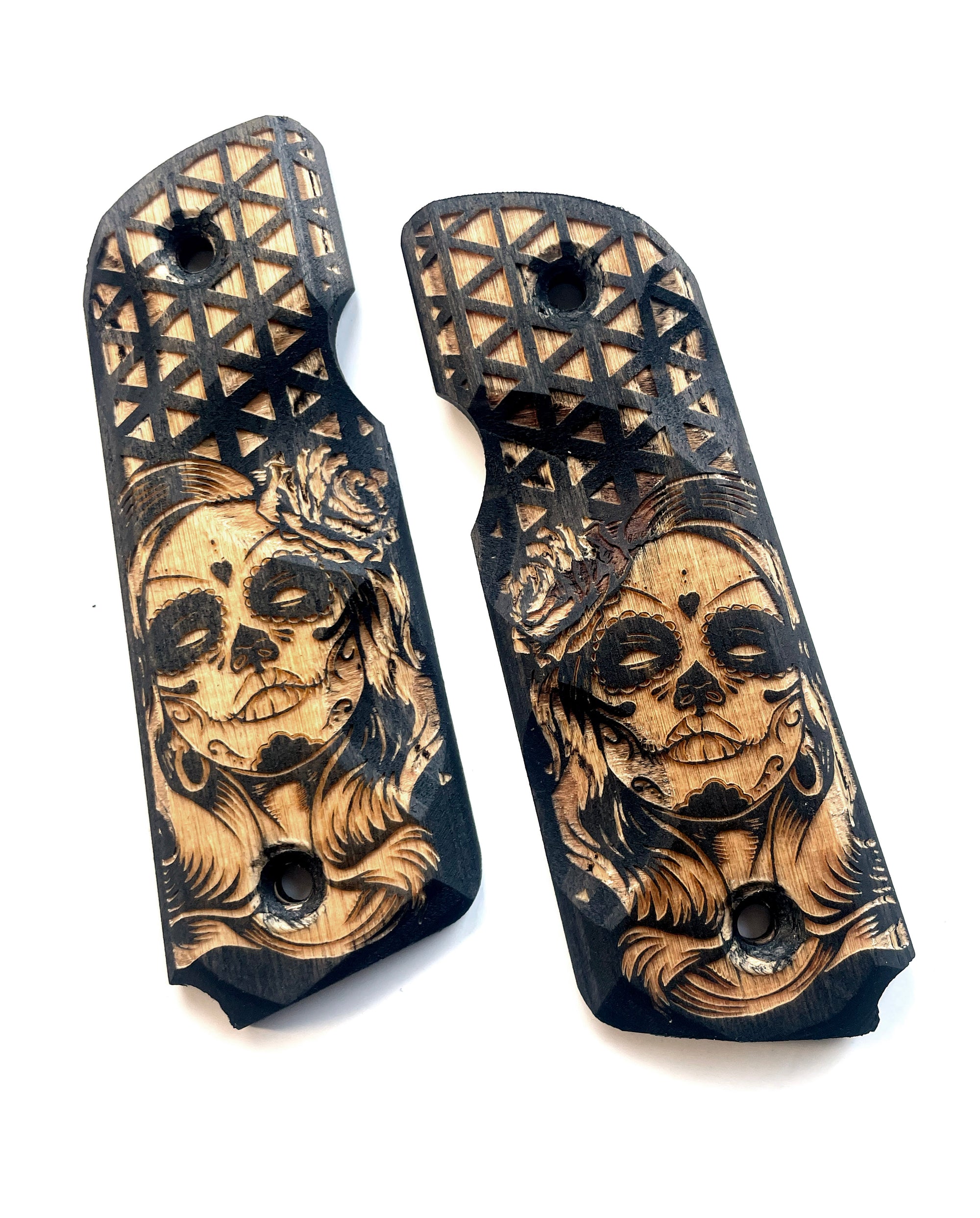 "MUERTE" 45-STYLE Grips -BLACK STAIN